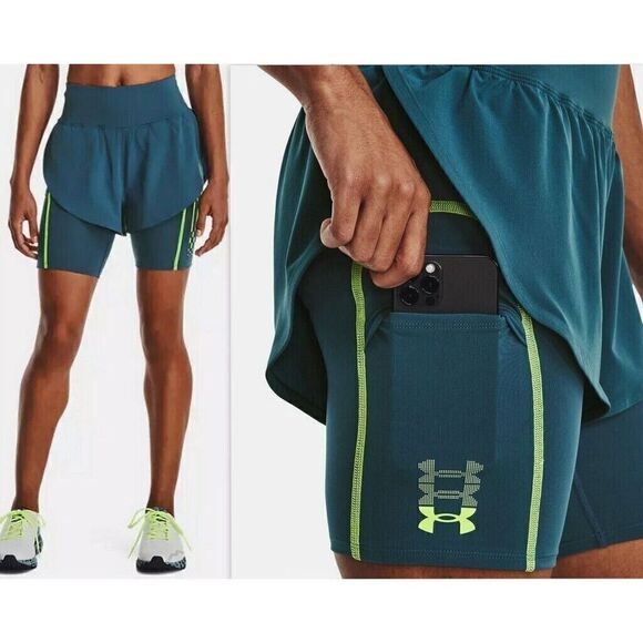 Under Armour 1376762 414 Women Sz XS Blue UA Run Anywhere Reflective Shorts $65 - Picture 9 of 11